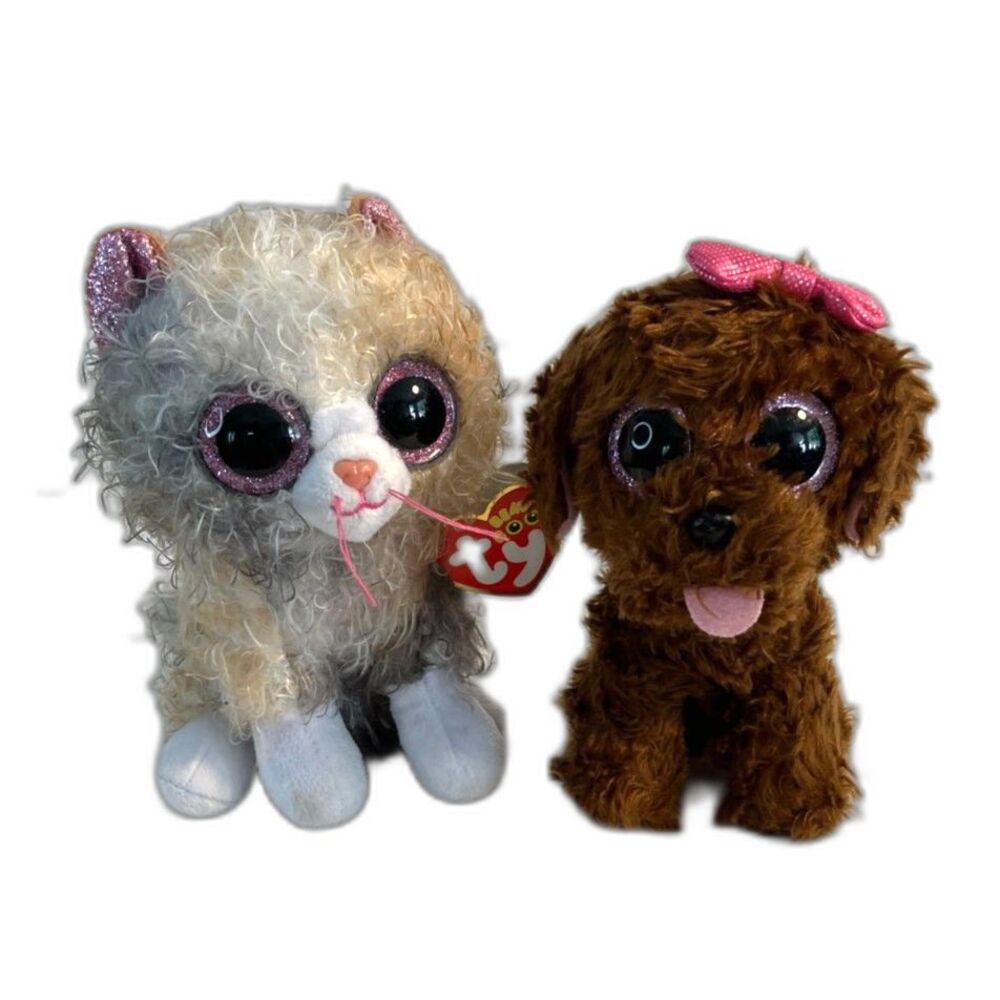 Ty Beanie Boos SCRAPPY And Maddie The Dog  6" Glitter Eyes